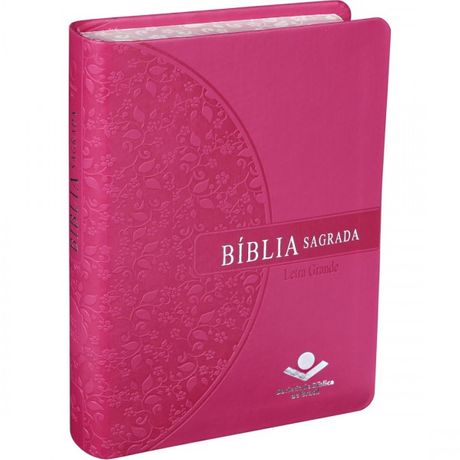 Bíblia Letra Grande Revista e Atualizada com Borda Florida Pink