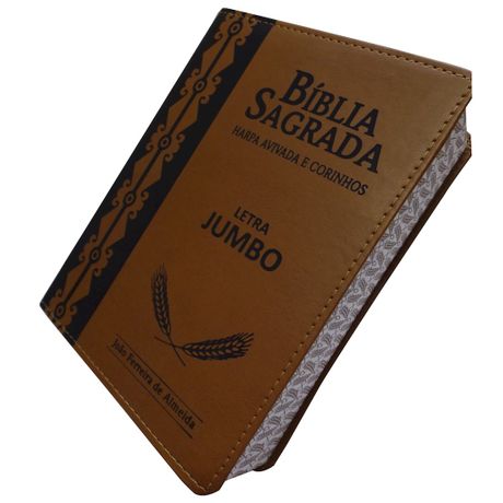 Bíblia Letra Jumbo com Harpa Avivada e Corinhos Marrom