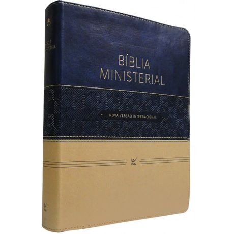 Bíblia Ministerial NVI Dois Tons Italiano Azul e Bege