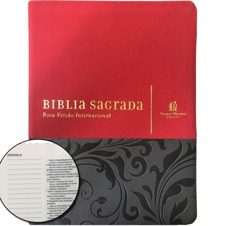 Bíblia NVI com Espaço para Anotações Luxo Vermelha e Cinza