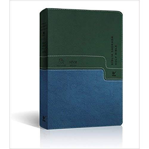 Bíblia Nvi Português-inglês - Capa Verde e Azul