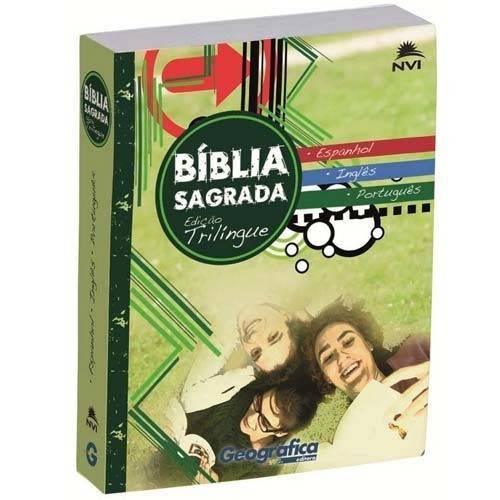 Bíblia Nvi Trilingue - Inglês / Português / Espanhol - Brochura Verde