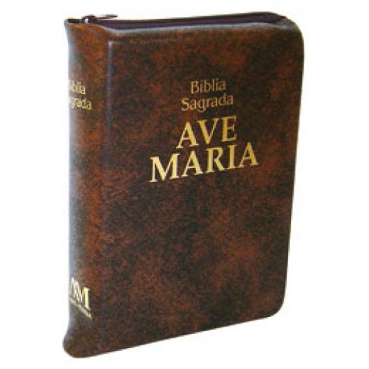 Biblia Sagrada com Ziper Marrom Media - Ave Maria