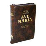 Biblia Sagrada com Ziper Marrom Media - Ave Maria