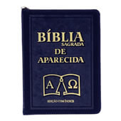 Bíblia Sagrada de Aparecida com Capa de Ziper Azul | SJO Artigos Religiosos