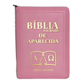 Bíblia Sagrada de Bolso Aparecida com Capa de Ziper na Cor Rosa | SJO Artigos Religiosos