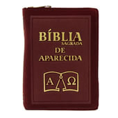 Bíblia Sagrada de Aparecida com Capa de Ziper Simples na Cor Bordo | SJO Artigos Religiosos