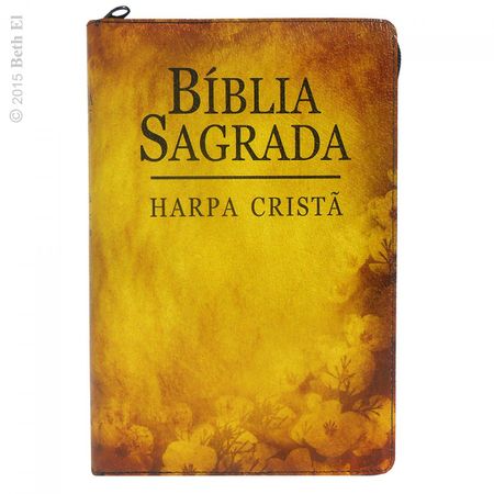 Bíblia Sagrada e Harpa Cristã com Zíper Flores