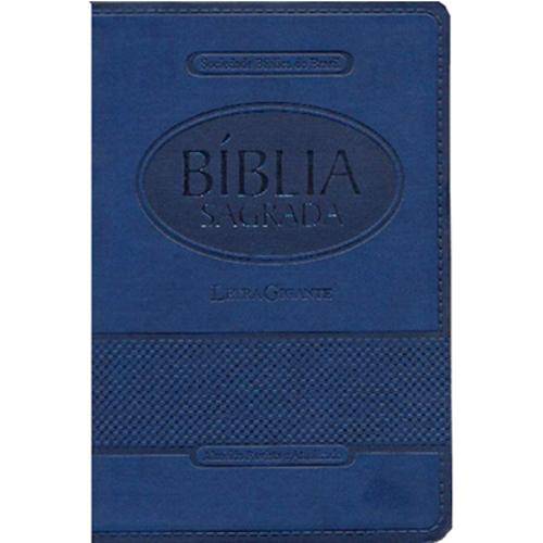 Bíblia Sagrada Grande - Letra Gigante - Índice Lateral - Revista e Atualizada - (Azul)