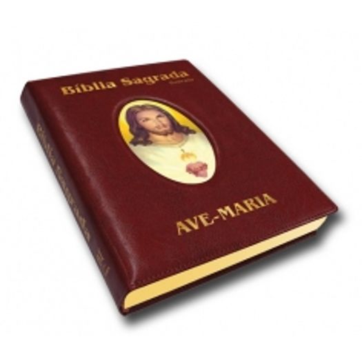 Biblia Sagrada Ilustrada Luxo Marrom Grande - Ave Maria