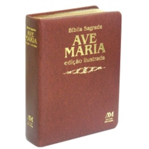 Biblia Sagrada Ilustrada Luxo Marrom Media - Ave Maria