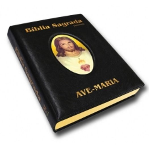 Biblia Sagrada Ilustrada Luxo Preta Grande - Ave Maria
