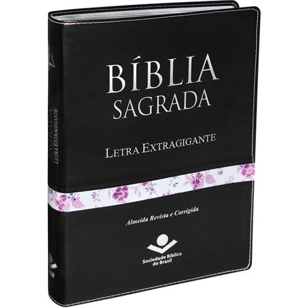Bíblia Sagrada Letra Extragigante RC Preta com Detalhe Floral