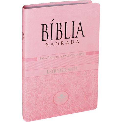 Biblia Sagrada Letra Gigante Ntlh Capa Luxo Rosa Claro com Indice Lateral