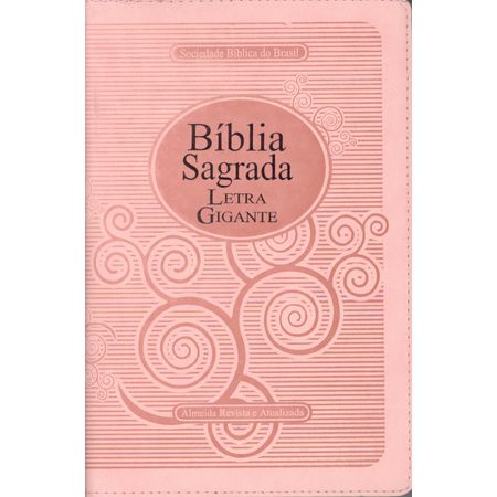 Bíblia Sagrada Letra Gigante RA Rosa C/ Zíper