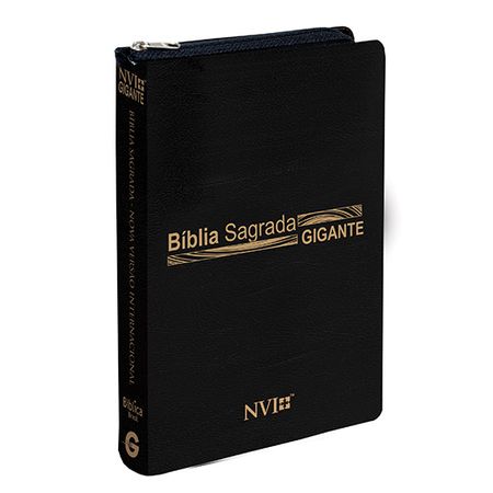 Bíblia Sagrada NVI Letra Gigante Zíper Preta