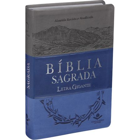 Bíblia Sagrada RA Letra Gigante Tritone Azul, Cinza, Azul Escuro