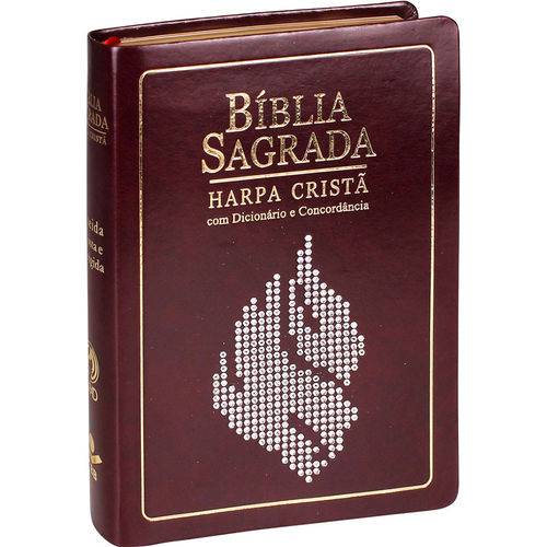 Bíblia Sagrada RC com Harpa Cristã e Dicionário - Luxo Vinho Brilho