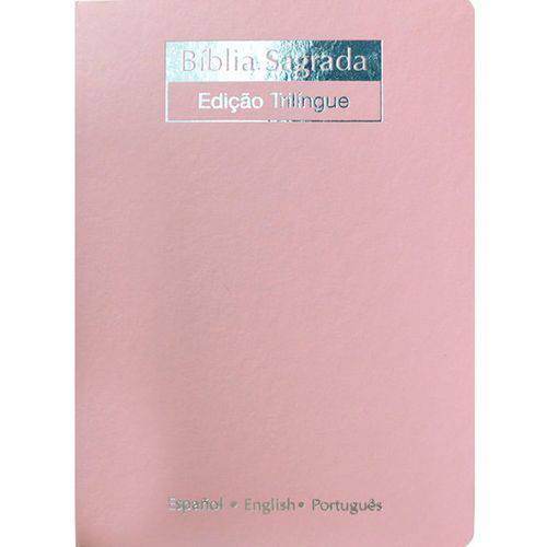 Bíblia Sagrada Trilingue - Rosa Nude