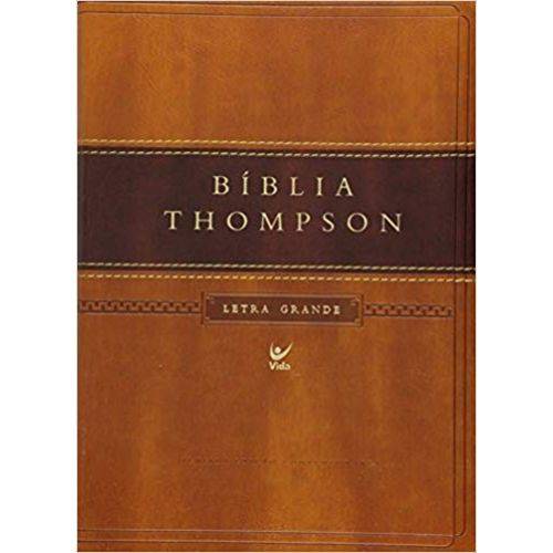 Bíblia Thompson - Aec - Letra Grande - Cp Luxo Marrom Claro e Escuro C/ Índ