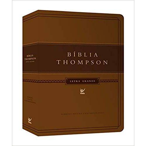 Bíblia Thompson - Aec - Letra Grande - Cp Luxo Marrom Claro e Escuro