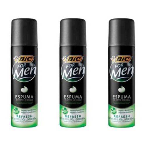 Bic Espuma de Barbear For Men Refresh 145g (kit C/03)