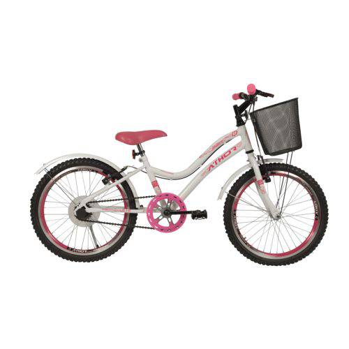 Bicicleta Aro 20 Mtb S/m Mist Feminina C/ Cestao Branca/rosa - Branca/rosa - Athor