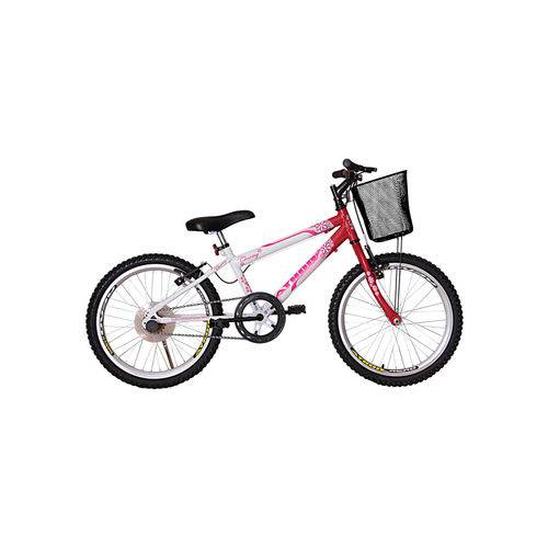 Bicicleta Aro 20 Mtb Sem Marcha Charme Feminina com Cestão Vermelha Athor Bike