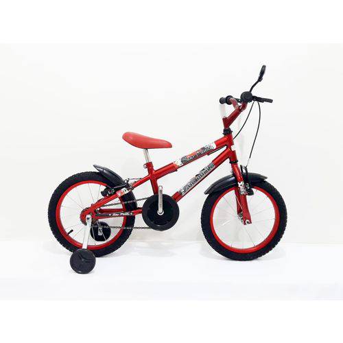 Bicicleta Aro 16 Infantil Masculina com Buzina com Retrovisor Cor Vermelha