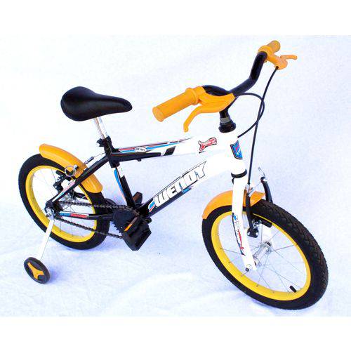Bicicleta Aro 16 Masc Wendy Cor Preta com Roda Al e Acessorios na Cor Amarelo