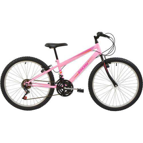 Bicicleta Aro 24 Feminina Mtb Polimet V-Brake 18v Rosa