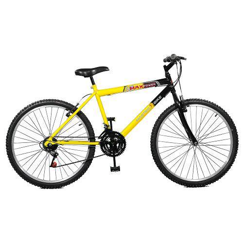 Bicicleta Aro 26 18 Marchas Max Power - Master Bike - Amarelo com Preto