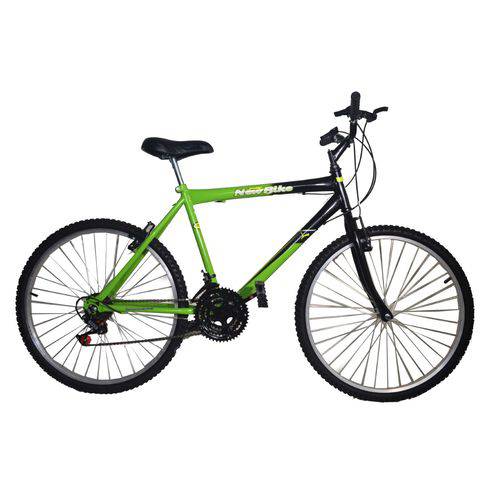 Bicicleta Aro 26 18 Marchas New Bike Pneu com Cravo Tam 19 Preta/verde - 19 - Preta com Verde