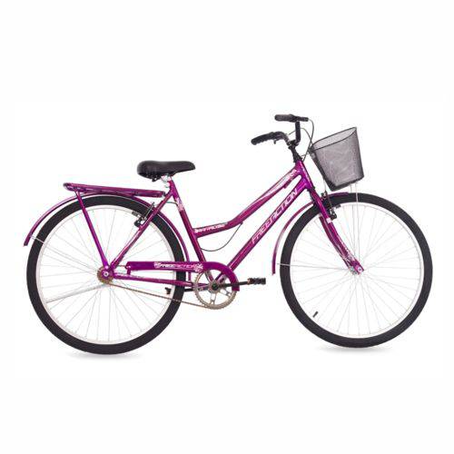 Bicicleta Aro 26 Feminina C/garupa e Cesto Paradise Ff Free Action Violeta