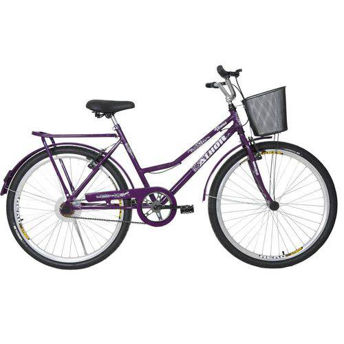 Bicicleta Aro 26 V-Brake com Cestão Venus Violeta Athor