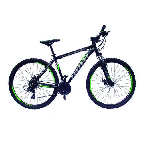 Bicicleta Aro 29 Freio a Disco 24 Velocidades Câmbio Shimano Preto Cinza Verde - Totem
