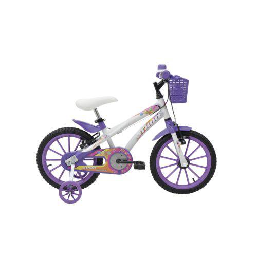 Bicicleta Athor Aro 16 Baby Lux Feminino com Cestinha Branca com Kit Violeta