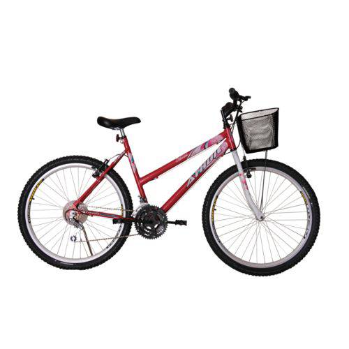 Bicicleta Athor Aro 26 Mtb 18/m Model Feminino C/ Cestão - Vermelha