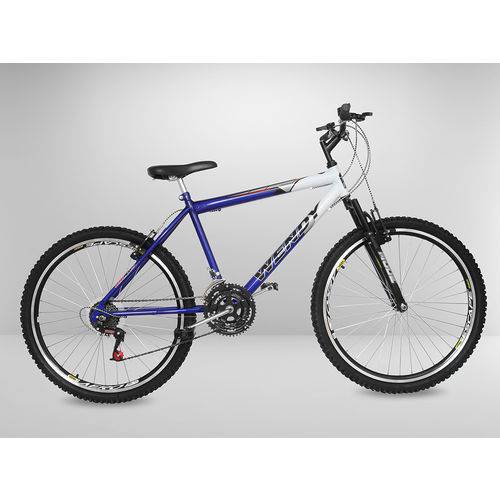 Bicicleta Azul Aro 26 21v com Amortecedor Câmbios Shimano