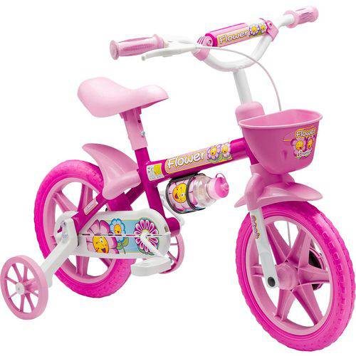 Bicicleta Bike Infantil Menina Aro 12 Flower C/ Rodinhas