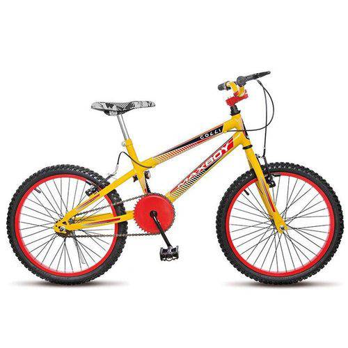 Bicicleta Colli Max Boy Aro 20 36 Raias Freios V-Brake Quadro Aço Carbono Amarelo com Vermelho