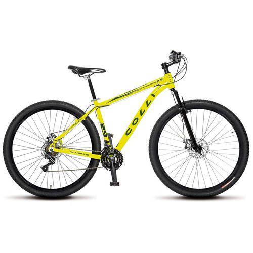 Bicicleta Colli MTB High Performance Amarelo Neon Aro 29 Alum. Kit Shimano 21M Susp. Dianteira Freio
