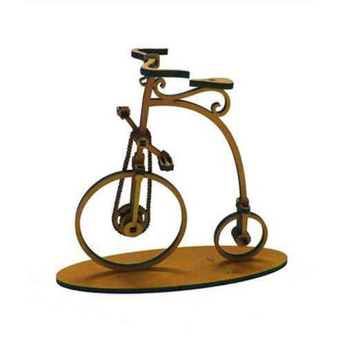 Bicicleta Decorativa Amarela Modelo Antigo Madeira