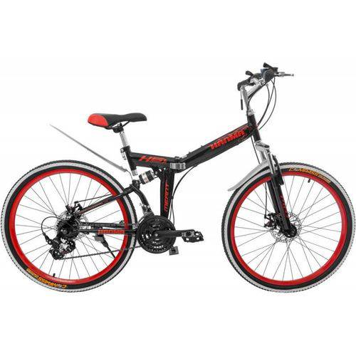 Bicicleta Dobrável Aro 26 Bicimoto 21 Marchas – Preta/Vermelha