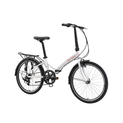 Bicicleta Dobrável Durban Aro 24” de 6 Velocidades Shimano e Quadro de Alumínio Rio XL Branco