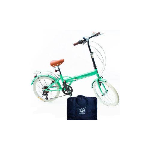 Bicicleta Dobrável Fênix Verde com Bolsa para Transporte