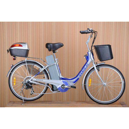 Bicicleta Elétrica 6 Marchas com Capacete Modelo Holly Azul - Magias Italiane