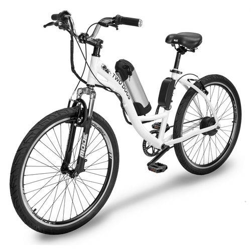 Bicicleta Elétrica Aluminio 250w36v Two Dogs Urbana Freio V-brake Branca