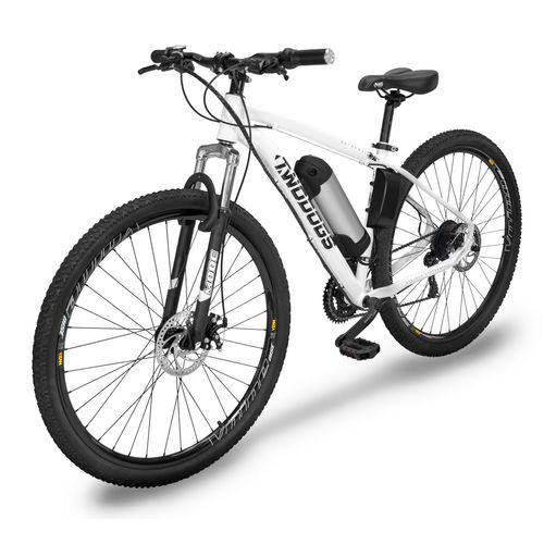 Bicicleta Elétrica para Uso na Cidade 250w36 com Suspensão Branca