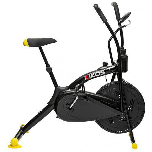 Bicicleta Ergométrica Air Bike A5 Aço Carbono Spinning Kikos Fitness Preto/Amarelo